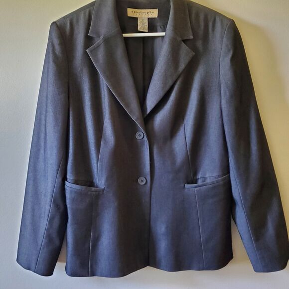 APOSTROPHE Stretch Blazer Womens Size 12 Gray Wear to Work Career - Picture 1 of 12